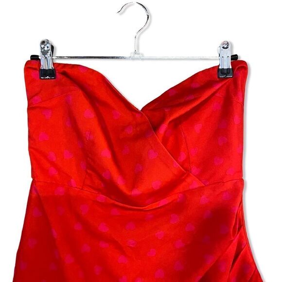 NWT More To Come Marcine Strapless Dress Red mini ruffle heart print Revolve S - Picture 7 of 10